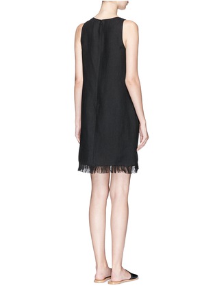 Back View - Click To Enlarge - THEORY - 'Oekel' fringed linen sleeveless shift dress
