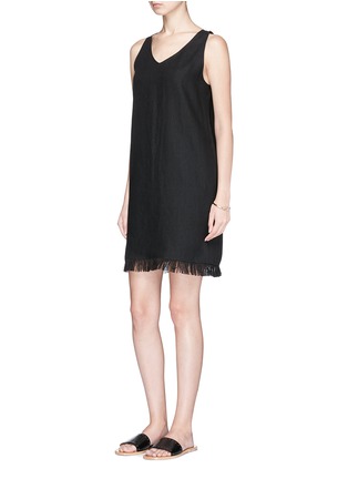 Figure View - Click To Enlarge - THEORY - 'Oekel' fringed linen sleeveless shift dress