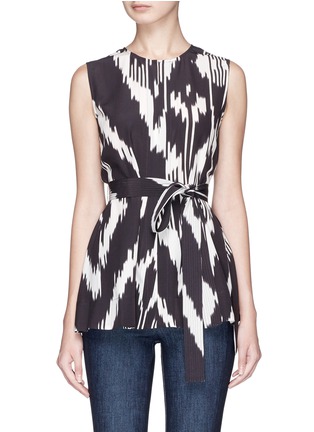 Main View - Click To Enlarge - THEORY - 'Desza' ikat print belted silk sleeveless top