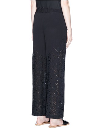 Back View - Click To Enlarge - THEORY - 'Alkes' cutwork embroidery crepe wide leg pants