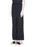 Front View - Click To Enlarge - THEORY - 'Alkes' cutwork embroidery crepe wide leg pants