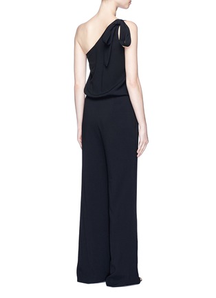 Back View - Click To Enlarge - THEORY - 'Eilidh' knotted strap crepe one-shoulder jumpsuit
