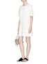 Figure View - Click To Enlarge - THEORY - 'Idetteah' eyelet embroidered crepe shift dress