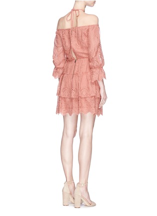 Back View - Click To Enlarge - ALICE & OLIVIA - 'Wayon' floral broderie anglaise off-shoulder dress