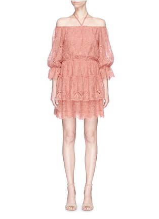 Main View - Click To Enlarge - ALICE & OLIVIA - 'Wayon' floral broderie anglaise off-shoulder dress