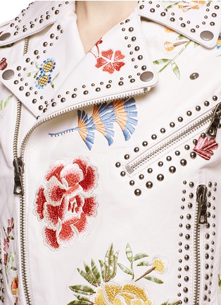 Detail View - Click To Enlarge - ALICE & OLIVIA - 'Cody' floral embroidered leather biker jacket
