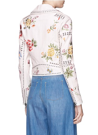 Back View - Click To Enlarge - ALICE & OLIVIA - 'Cody' floral embroidered leather biker jacket