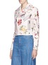Front View - Click To Enlarge - ALICE & OLIVIA - 'Cody' floral embroidered leather biker jacket