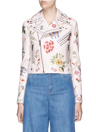 Main View - Click To Enlarge - ALICE & OLIVIA - 'Cody' floral embroidered leather biker jacket