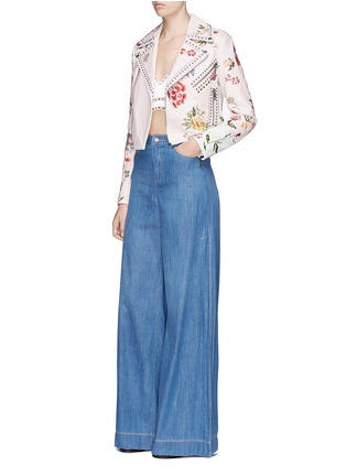 Figure View - Click To Enlarge - ALICE & OLIVIA - 'Cody' floral embroidered leather biker jacket