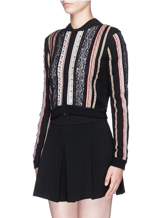 Front View - Click To Enlarge - ALICE & OLIVIA - 'Kody' ethnic ribbon lace trim cardigan