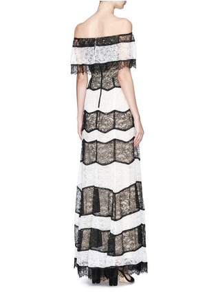 Back View - Click To Enlarge - ALICE & OLIVIA - 'Anika' colourblock floral guipure lace dress