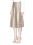 Front View - Click To Enlarge - ALICE & OLIVIA - 'Rocco' high waist metallic tweed culottes
