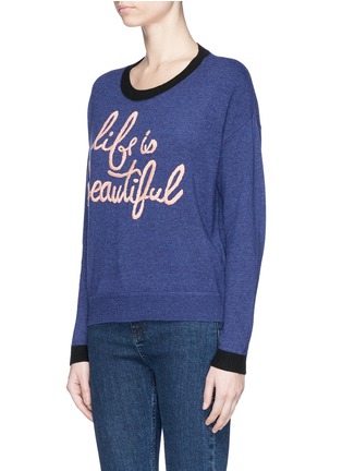 Front View - Click To Enlarge - ALICE & OLIVIA - 'Eleni' slogan embroidered sweater