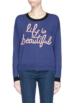 Main View - Click To Enlarge - ALICE & OLIVIA - 'Eleni' slogan embroidered sweater