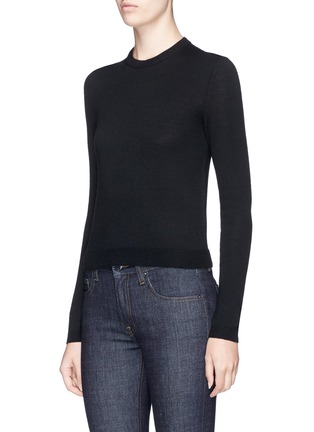 Detail View - Click To Enlarge - ALICE & OLIVIA - 'Dia' detachable scalloped shirt collar wool sweater