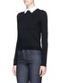 Front View - Click To Enlarge - ALICE & OLIVIA - 'Dia' detachable scalloped shirt collar wool sweater
