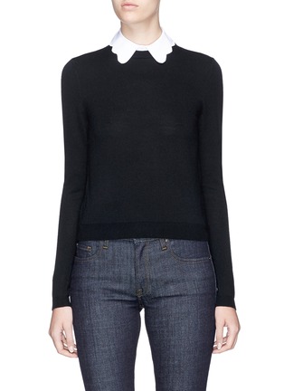 Main View - Click To Enlarge - ALICE & OLIVIA - 'Dia' detachable scalloped shirt collar wool sweater