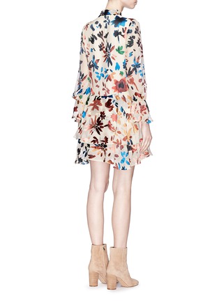 Back View - Click To Enlarge - ALICE & OLIVIA - 'Moore' floral burnout appliqué tiered dress