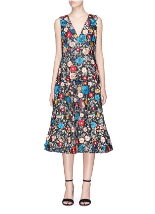 Main View - Click To Enlarge - ALICE & OLIVIA - 'Nicolette' embellished floral and bird guipure lace gown