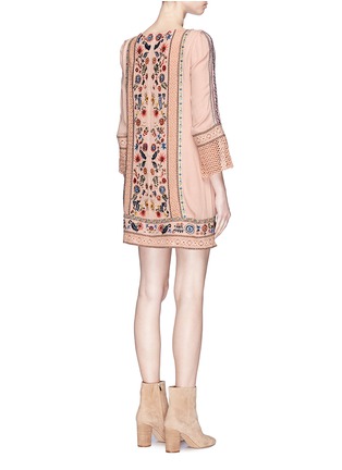 Back View - Click To Enlarge - ALICE & OLIVIA - 'Gabriel' floral embroidered crochet lace panel tunic dress