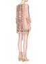 Back View - Click To Enlarge - ALICE & OLIVIA - 'Gabriel' floral embroidered crochet lace panel tunic dress
