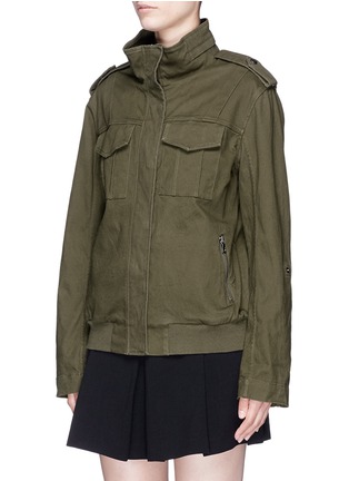 Detail View - Click To Enlarge - ALICE & OLIVIA - 'Marvis' slogan embroidered cargo jacket