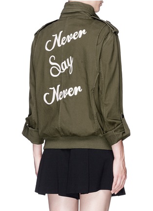 Back View - Click To Enlarge - ALICE & OLIVIA - 'Marvis' slogan embroidered cargo jacket