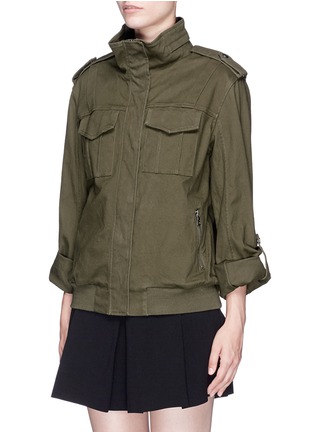 Front View - Click To Enlarge - ALICE & OLIVIA - 'Marvis' slogan embroidered cargo jacket
