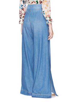 Back View - Click To Enlarge - ALICE & OLIVIA - 'Clarissa' side split wide leg chambray pants