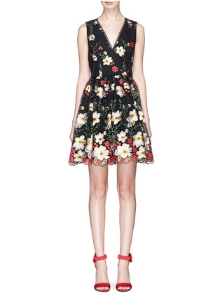 Main View - Click To Enlarge - ALICE & OLIVIA - 'Becca' floral embroidered tulle pouf dress