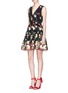 Figure View - Click To Enlarge - ALICE & OLIVIA - 'Becca' floral embroidered tulle pouf dress