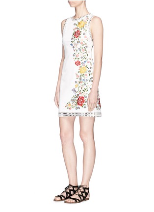 Figure View - Click To Enlarge - ALICE & OLIVIA - 'Nat' stud floral embroidered cotton dress
