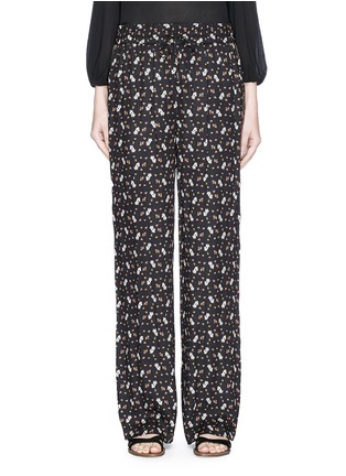 Main View - Click To Enlarge - ALICE & OLIVIA - 'Benny' floral print side trim crepe pants
