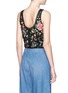 Back View - Click To Enlarge - ALICE & OLIVIA - 'Arra' stud floral embroidered crépon cropped top
