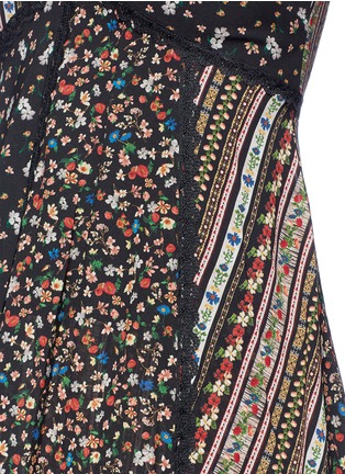 Detail View - Click To Enlarge - ALICE & OLIVIA - 'Delilah' floral print lace trim silk dress