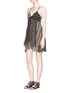 Figure View - Click To Enlarge - ALICE & OLIVIA - 'Delilah' floral print lace trim silk dress