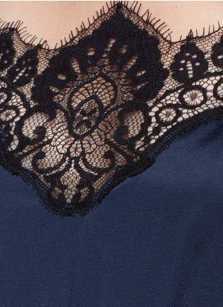 Detail View - Click To Enlarge - ALICE & OLIVIA - 'Quincy' lace trim silk satin gaucho jumpsuit