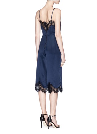 Back View - Click To Enlarge - ALICE & OLIVIA - 'Quincy' lace trim silk satin gaucho jumpsuit