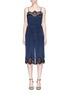 Main View - Click To Enlarge - ALICE & OLIVIA - 'Quincy' lace trim silk satin gaucho jumpsuit