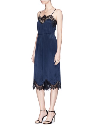 Figure View - Click To Enlarge - ALICE & OLIVIA - 'Quincy' lace trim silk satin gaucho jumpsuit