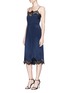 Figure View - Click To Enlarge - ALICE & OLIVIA - 'Quincy' lace trim silk satin gaucho jumpsuit