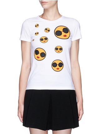 Main View - Click To Enlarge - ALICE & OLIVIA - 'Rylyn' strass Smiley Stace print T-shirt