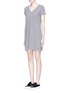 Front View - Click To Enlarge - T BY ALEXANDER WANG - Stripe V-neck jersey dress
