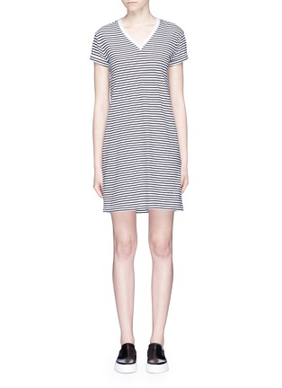 Main View - Click To Enlarge - T BY ALEXANDER WANG - Stripe V-neck jersey dress