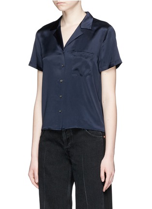 Front View - Click To Enlarge - T BY ALEXANDER WANG - Notched lapel silk charmeuse shirt