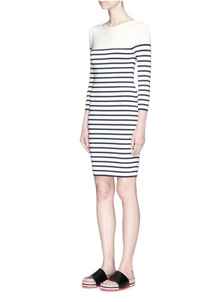 Front View - Click To Enlarge - T BY ALEXANDER WANG - Stripe rib knit long sleeve dress
