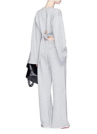 Figure View - Click To Enlarge - T BY ALEXANDER WANG - Tie back cropped French terry sweatshirt