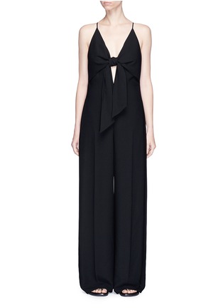 Main View - Click To Enlarge - T BY ALEXANDER WANG - Knot front overlay crepe jumpsuit