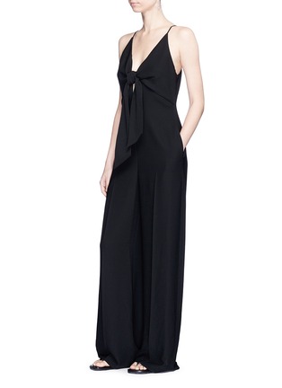 Figure View - Click To Enlarge - T BY ALEXANDER WANG - Knot front overlay crepe jumpsuit